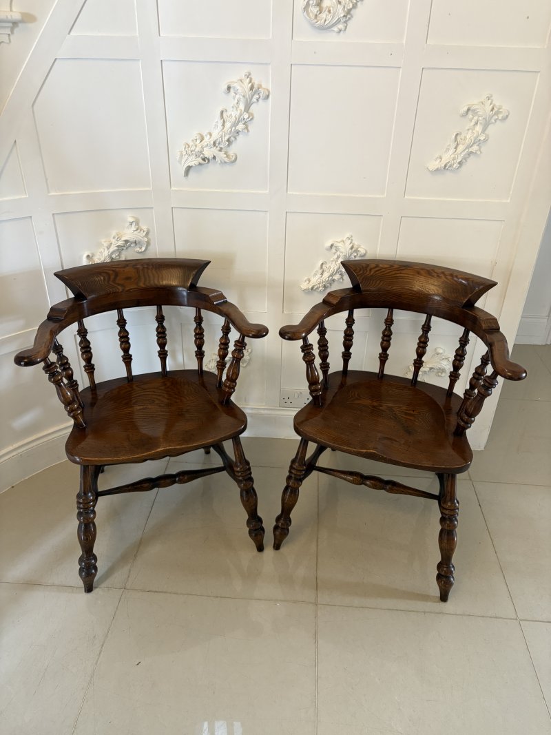 Fantastic Quality Large Pair Of Antique Victorian Smokers Bow Armchairs - Image 2
